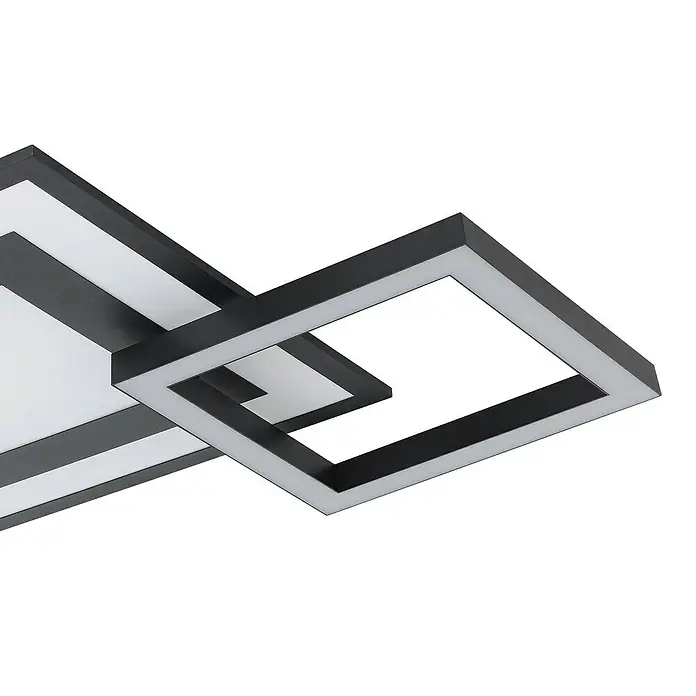 Eglo connect.z LED-Deckenleuchte SAVATARILA-Z - L x B x H: 45 x 45 x 7 cm, RGB, Dimmbar - Moderne LED-Deckenleuchte mit verschachtelten Quadraten in Schwarz und Weiß für stilvolle Beleuchtung im Raum.