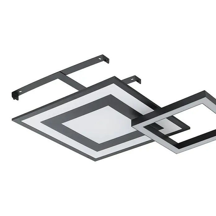 Eglo connect.z LED-Deckenleuchte SAVATARILA-Z - L x B x H: 45 x 45 x 7 cm, RGB, Dimmbar - Moderne LED-Deckenleuchte mit quadratischen Formen in Schwarz und Weiß. Diese Lampe sorgt für stilvolle Beleuchtung in jedem Raum.