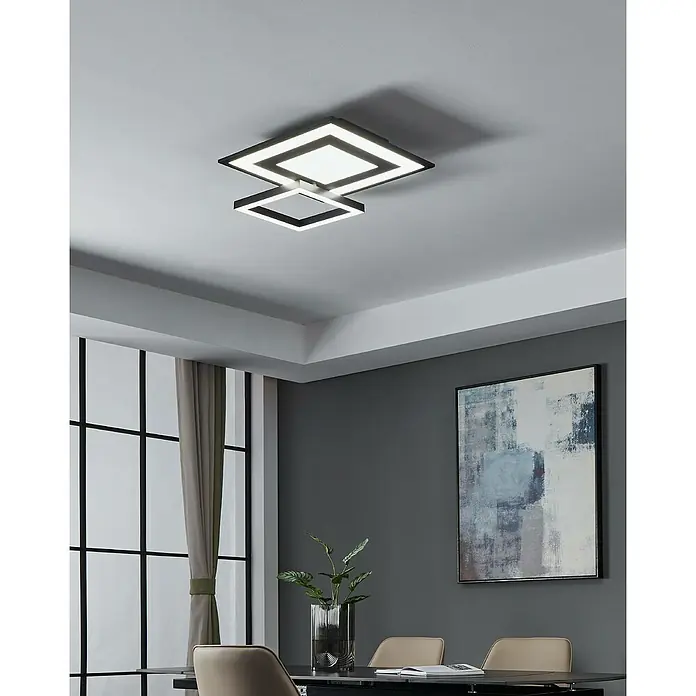 Eglo connect.z LED-Deckenleuchte SAVATARILA-Z - L x B x H: 45 x 45 x 7 cm, RGB, Dimmbar - Moderne Deckenleuchte mit zwei quadratischen Rahmen für stilvolle Beleuchtung im Raum.