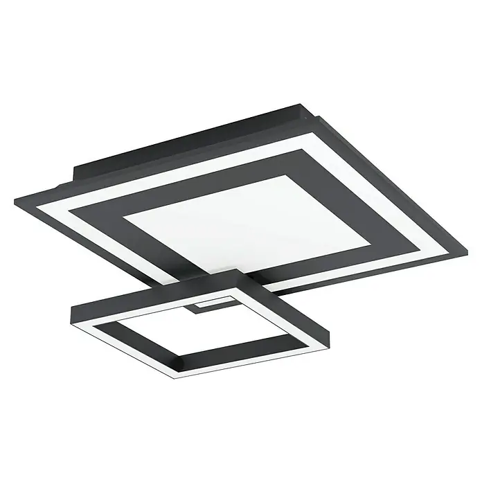 Eglo connect.z LED-Deckenleuchte SAVATARILA-Z - L x B x H: 45 x 45 x 7 cm, RGB, Dimmbar - Quadratische LED-Deckenleuchte mit modernem Design. Die Leuchte hat zwei Quadrate in Schwarz und Weiß, die ein stilvolles Ambiente schaffen.