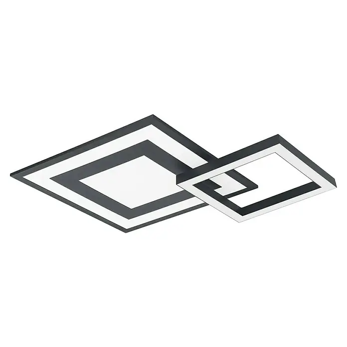 Eglo connect.z LED-Deckenleuchte SAVATARILA-Z - L x B x H: 45 x 45 x 7 cm, RGB, Dimmbar - Moderne LED-Deckenleuchte mit zwei überlappenden, quadratischen Rahmen in Grau und Weiß, die ein stilvolles und helles Ambiente schafft.