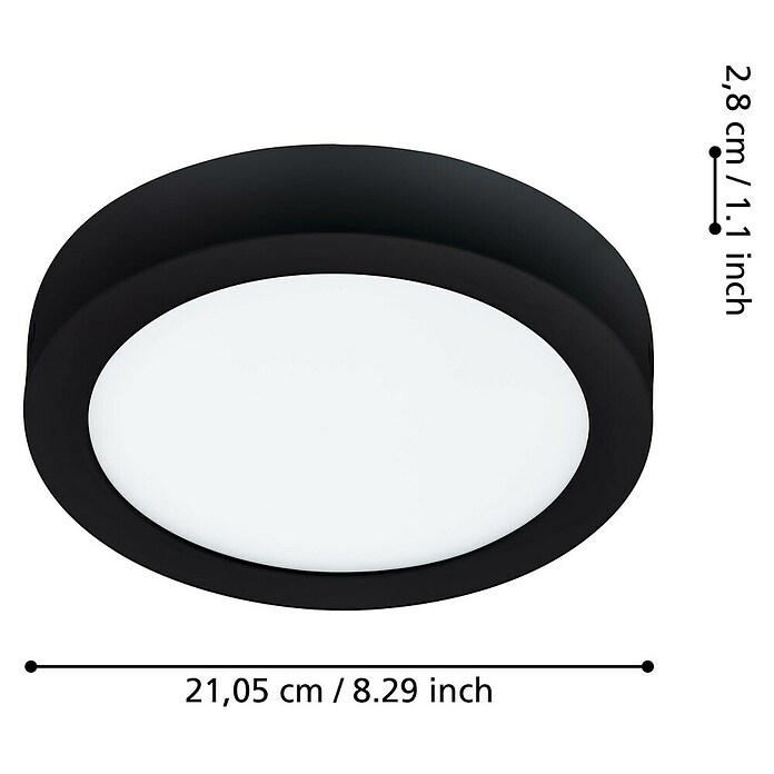 Led-plafondlamp FUEVA-Z (Ø x h: 21 x 2,8 cm, Zwart) | BAUHAUS