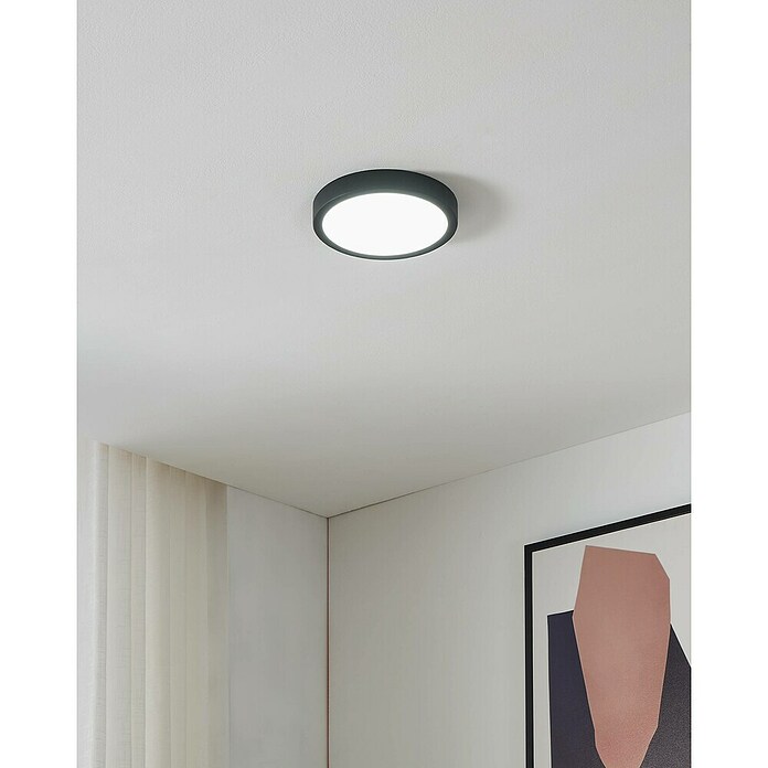 Led-plafondlamp FUEVA-Z (Ø x h: 21 x 2,8 cm, Zwart) | BAUHAUS