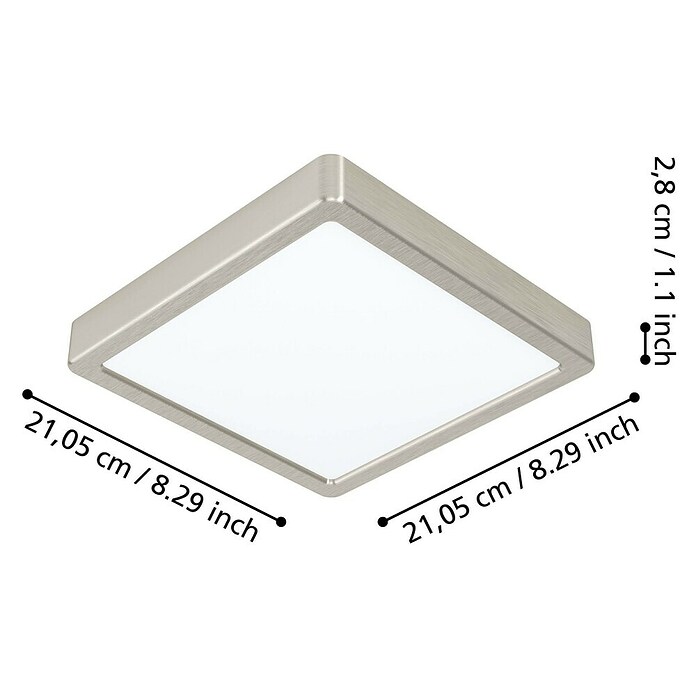 Eglo connect.z Led-plafondlamp FUEVA-Z (l x b x h: 21 x 21 x 2,8 cm, Dimbaar, Nikkel) | BAUHAUS