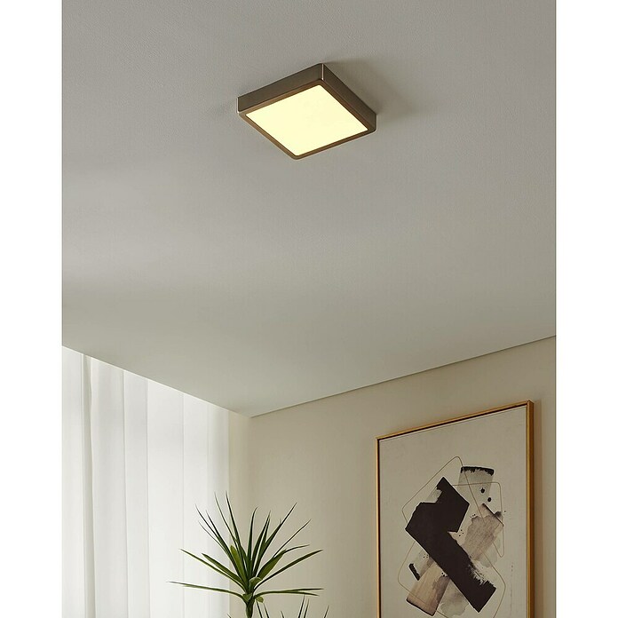Eglo connect.z Led-plafondlamp FUEVA-Z (l x b x h: 21 x 21 x 2,8 cm, Dimbaar, Nikkel) | BAUHAUS