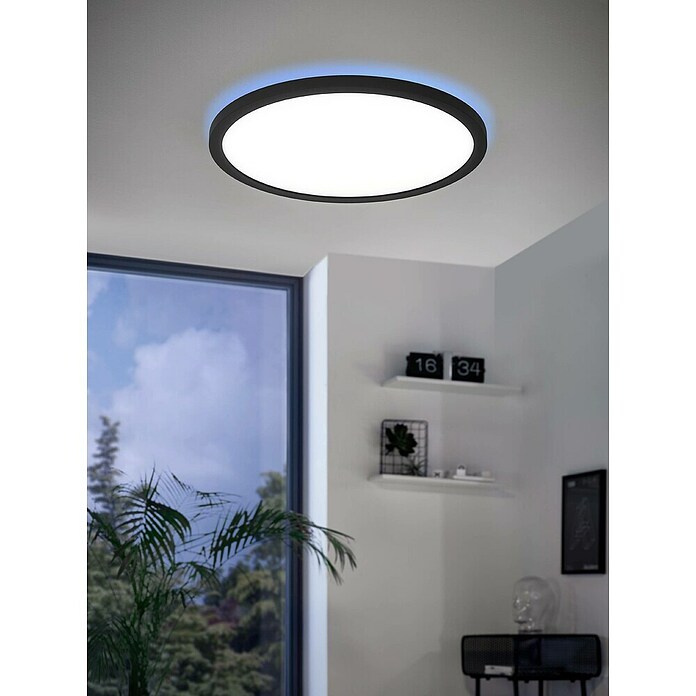 Eglo connect.z Led-plafondlamp ROVITO-Z rond (Ø x h: 29,5 x 2,5 cm, Dimbaar, Zwart) | BAUHAUS