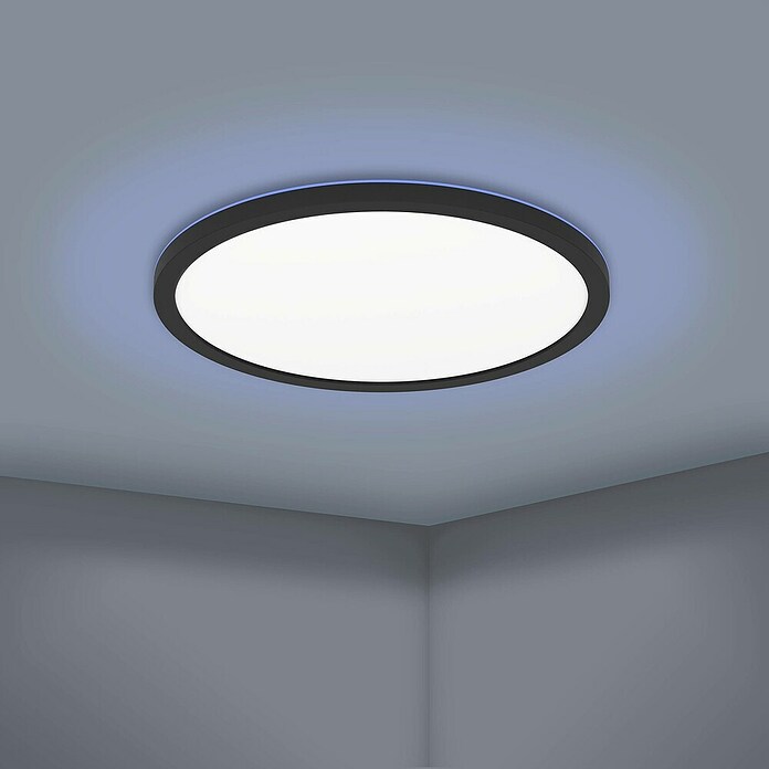 Eglo connect.z Led-plafondlamp ROVITO-Z rond (Ø x h: 29,5 x 2,5 cm, Dimbaar, Zwart) | BAUHAUS