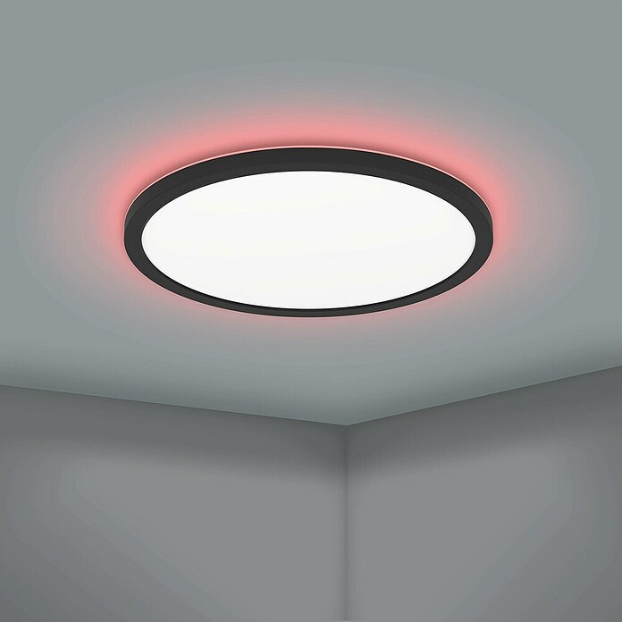 Eglo connect.z Led-plafondlamp ROVITO-Z rond (Ø x h: 29,5 x 2,5 cm, Dimbaar, Zwart) | BAUHAUS