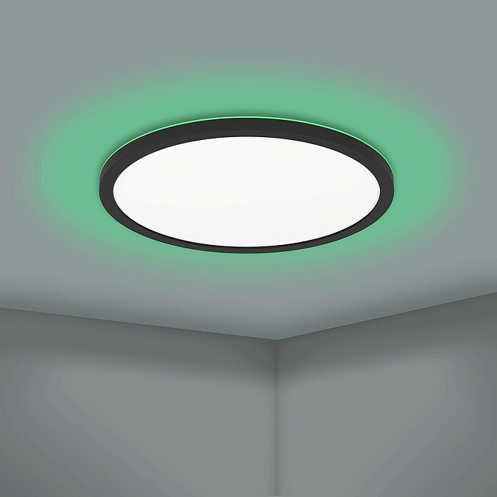 Eglo connect.z Led-plafondlamp ROVITO-Z rond (Ø x h: 29,5 x 2,5 cm, Dimbaar, Zwart) | BAUHAUS
