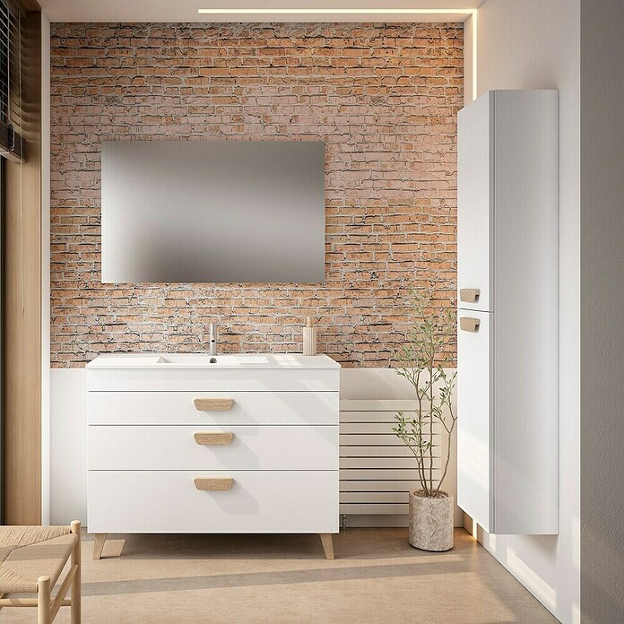 Mueble de lavabo Danubio (L x An x Al: 45 x 120 x 72 cm, Blanco/Roble bardolino, Tablero de aglomerado) | BAUHAUS
