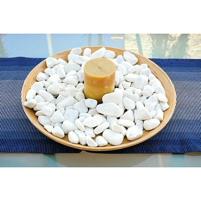 Piedras decorativas (Grano: 20 mm - 40 mm, Blanco, Contenido: 20 kg)