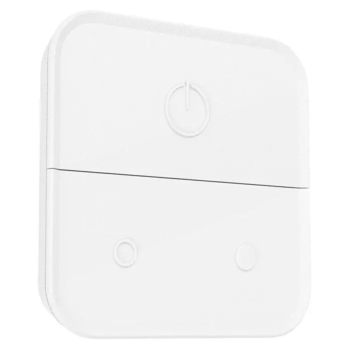 Eglo connect.z Funk-Wandschalter - L x B x H: 80 x 80 x 20 mm - Weiße quadratische Smart-Home-Zentrale mit Power-Knopf und zwei weiteren Knöpfen für die Hausautomation.