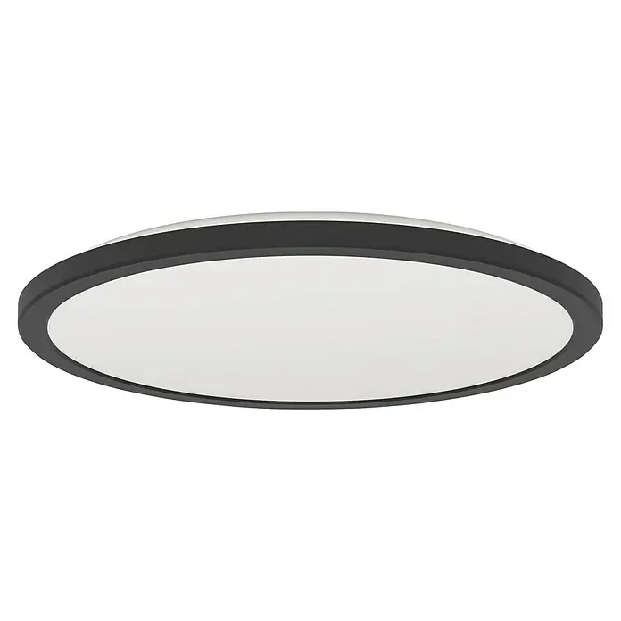 Eglo connect.z LED-Panel rund Rovito-Z - 18,5 W, Ø x H: 39 x 3 cm, Schwarz, RGBW - Eine runde LED-Deckenleuchte mit einem grauen Rahmen und einer weißen Lichtfläche, ideal für moderne Innenräume.