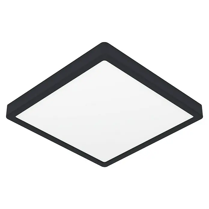 Eglo connect.z LED-Panel Fueva 6-Z - L x B x H: 29,5 x 29,5 x 2,5 cm, Schwarz, RGBW - Quadratische LED-Deckenleuchte mit dunklem Rahmen und hellem, diffusem Licht, ideal für moderne Innenräume.