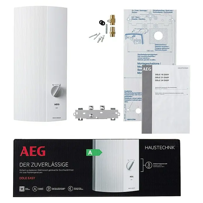 AEG Durchlauferhitzer DDLE Easy - 21 kW, Elektronisch - AEG DDLE Easy Durchlauferhitzer: Zuverlässig, elektronisch gesteuert, für den komfortablen Warmwasserbedarf im Haushalt.