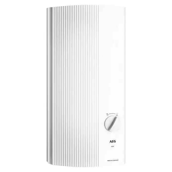 AEG Calentador de agua eléctrico instantáneo DDLE Easy - 21 kW, Electrónico - Toma de un calentador de agua AEG Easy, un electrodoméstico compacto que destaca por su diseño elegante y controles fáciles de usar.