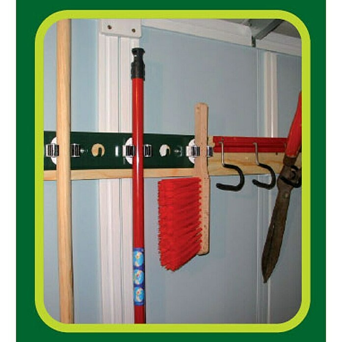 Grosfillex Gerätehaus Deco H7,5 (Außenmaß inkl. Dachüberstand (B x T): 370 x 298 cm, Kunststoff, Weiß/Grau-grün) | BAUHAUS