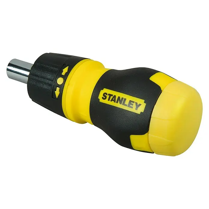Stanley Destornillador Stubby - 7 pzs. - Un destornillador Stanley amarillo y negro con mango robusto para un trabajo preciso. Ideal para artesanos y aficionados al bricolaje.