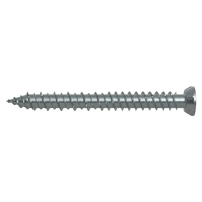 Solid Elements Montageschrauben - Länge: 182 mm, Passend für: Fenster- und Türenmontage, 50 Stk. - Nahaufnahme einer einzelnen Holzschraube, die sich durch ihr Design für Holzbearbeitungsprojekte auszeichnet.