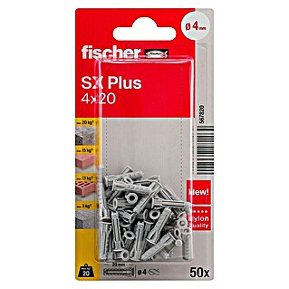 Fischer Spreizdübel SX Plus (Ø x L: 4 x 20 mm, Nylon, 50 Stk.)