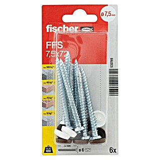 Fischer Fensterrahmenschraube FFS (Ø x L: 7,5 x 72 mm, Durchmesser Bohrloch: 6 mm, 6 Stk.)