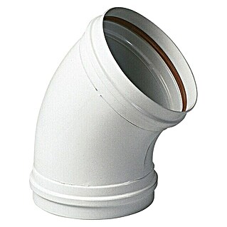 Codo para tubos (Diámetro: 100 mm, Ángulo del arco: 45 °, Lacado, Blanco)