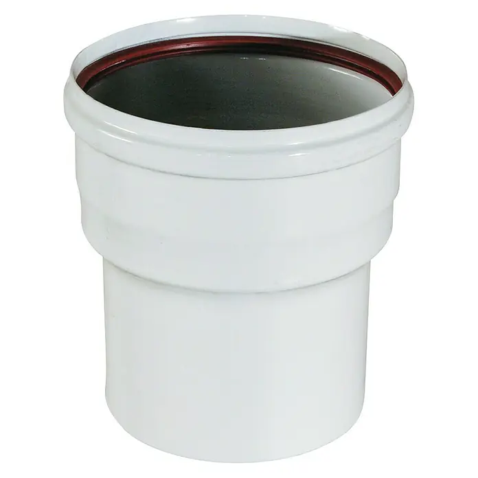 Reductor de tubo - Diámetro: 125 mm - 110 mm, Metal - Accesorio de PVC blanco con junta, ideal para aplicaciones sanitarias, especialmente en sistemas de aguas residuales.