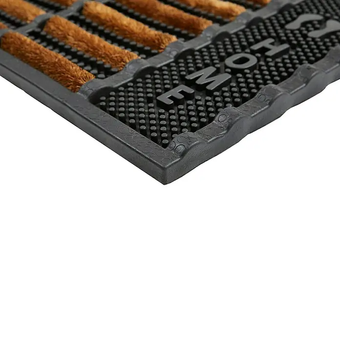 Fußmatte Chill Kokos - 40 x 60 cm, Schwarz/Braun, Material Nutzschicht: 95 % Gummi, 5 % Kokos, Welcome, Kokos - Schwarze Gummi-Fußmatte mit braunen Kokosborsten und geprägtem 'HOME'-Schriftzug.