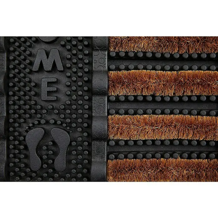 Fußmatte Chill Kokos - 40 x 60 cm, Schwarz/Braun, Material Nutzschicht: 95 % Gummi, 5 % Kokos, Welcome, Kokos - Schwarze Gummifußmatte mit "WELCOME"-Schriftzug, Fußabdrücken und braunen Kokosborsten zum Schuhabstreifen.