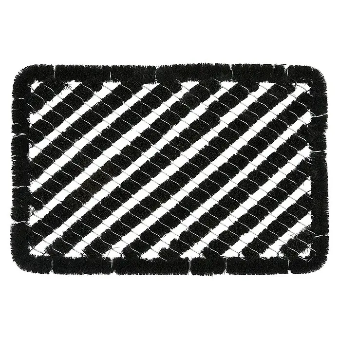 Fußmatte - 40 x 60 cm, Schwarz, Material Nutzschicht: 70 % Draht, 30 % Kokos, Kokos - Schwarze Fußmatte mit Borstenmuster und gerippter Oberfläche für Sauberkeit und Stil.