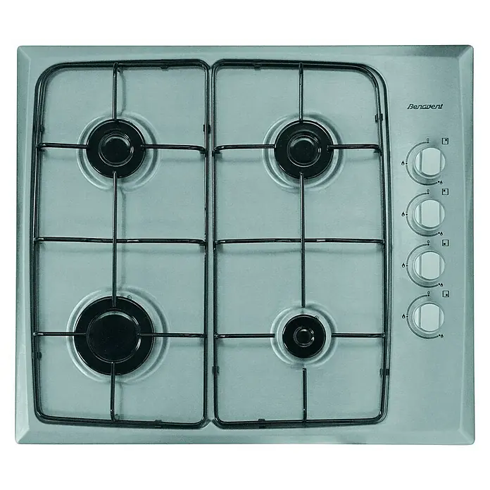 Benavent Placa de cocción BE9140X - L x An: 51 x 58 cm, Número de quemadores de gas: 4 ud. - Una encimera con cuatro quemadores de gas y controles en el lateral, perfecta para cualquier cocina.