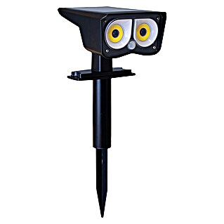 MegaLight LED-Solar-Außenwandleuchte SolarSunowl (Solarzelle, 1 W, Kunststoff, Warmweiß, Schwarz)