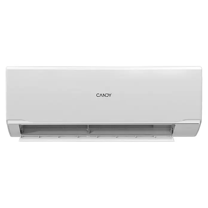 Candy Aire acondicionado Inverter CY-09RBW - Potencia frigorífica: 2.400 W, Potencia térmica: 2.700 W, Tamaño de la estancia: 20 m² - Primer plano de un aire acondicionado Candy. La unidad es blanca y tiene un diseño moderno que encajará bien en interiores modernos.