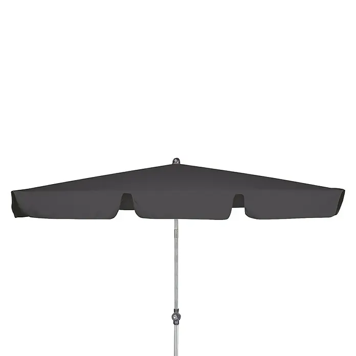 Doppler Marktschirm Active ParagonAnthrazit, L x B: 180 x 120 cm - Darstellung eines grauen, rechteckigen Sonnenschirms mit silbernem Mast, ideal für den Sonnenschutz im Freien.