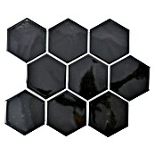 Mosaikfliese Hexagon Uni HX 110 (25,6 x 29,5 cm, Schwarz, Glänzend)