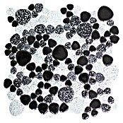 Mosaikfliese Kiesel XKM 33 (30 x 30 cm, Schwarz/Weiß, Glänzend)