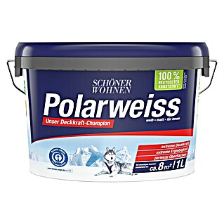 SCHÖNER WOHNEN-Farbe Wandfarbe Polarweiß (Weiß, Matt, 1 l, Konservierungsmittelfrei)