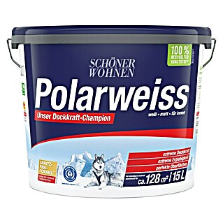 SCHÖNER WOHNEN-Farbe Wandfarbe Polarweiß (Weiß, Matt, 15 l, Konservierungsmittelfrei)