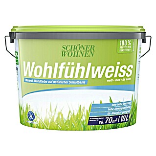 SCHÖNER WOHNEN-Farbe Wandfarbe Wohlfühlweiß (Weiß, Matt, 10 l, Konservierungsmittelfrei)
