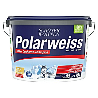 SCHÖNER WOHNEN-Farbe Wandfarbe Polarweiß (Weiß, Matt, 10 l, Konservierungsmittelfrei)