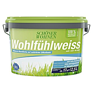 SCHÖNER WOHNEN-Farbe Wandfarbe Wohlfühlweiß (Weiß, Matt, 2,5 l, Konservierungsmittelfrei)