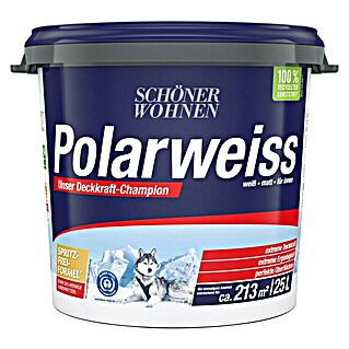 SCHÖNER WOHNEN-Farbe Wandfarbe Polarweiß (Weiß, Matt, 25 l, Konservierungsmittelfrei)