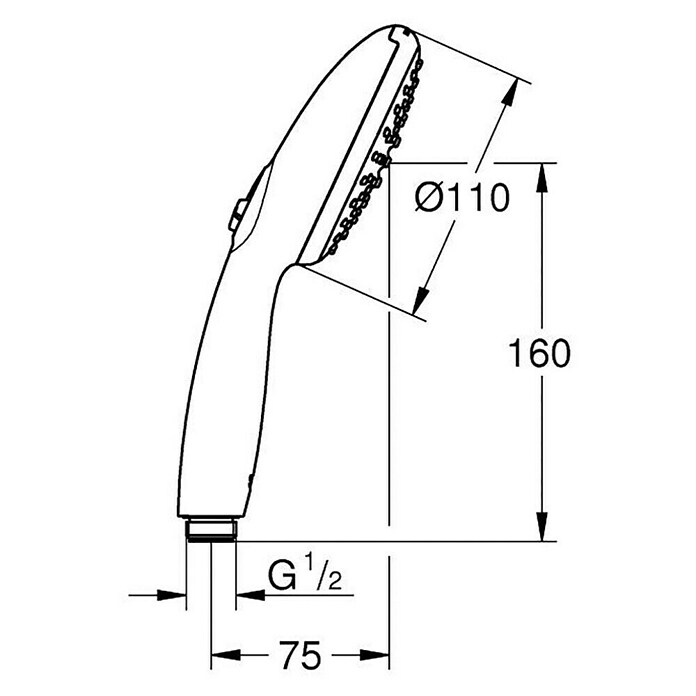Grohe Ručna tuš slušalica Vitalo Start 110  (Srebrna, 110 mm, ½″) | BAUHAUS