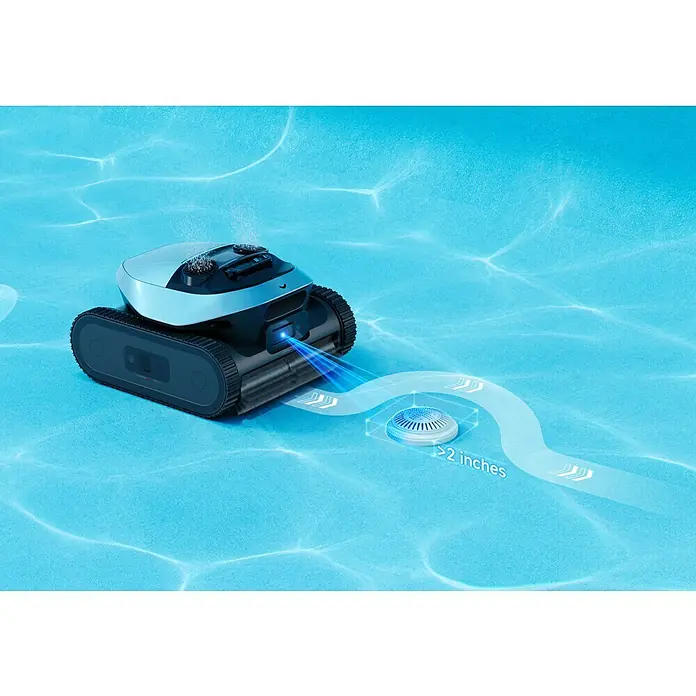 Dreame Poolroboter Z1 Pro - Akkubetrieben, Passend für: Pools bis 200 m² Grundfläche, Filterleistung: 30.000 l/h - Ein automatischer Poolreiniger auf Raupenketten im Wasser, der eine sichere Distanz zu einem Abfluss mit einem Laser einhält.