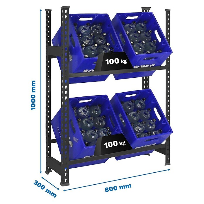 Simonrack Simonbottle Getränkekistenregal Bottleclick (H x B x T: 100 x 80 x 30 cm, Traglast Einlegeboden: 100 kg, Anzahl Böden: 2 Stk., Stecken, Anthrazit) | BAUHAUS