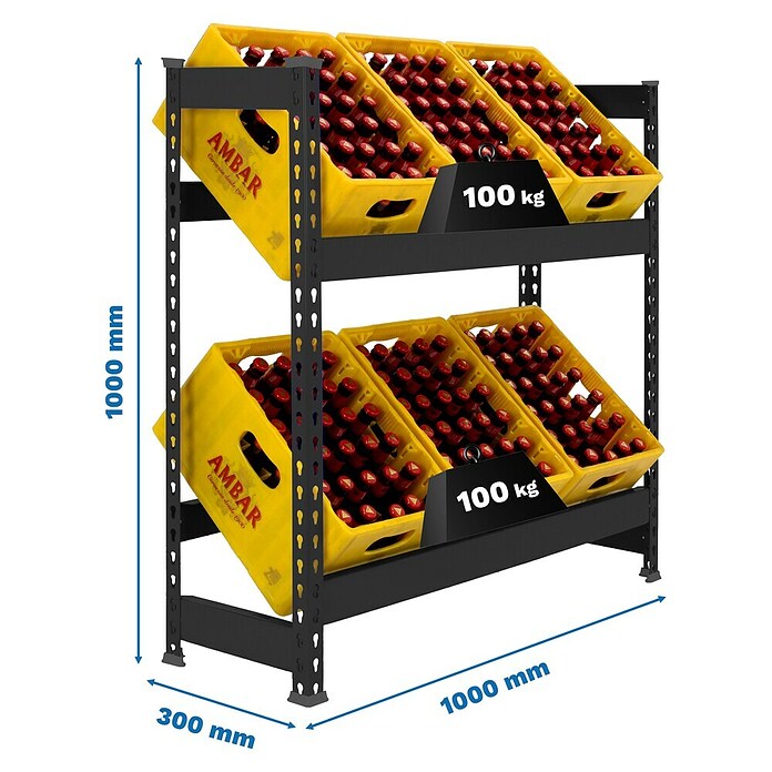 Simonrack Simonbottle Getränkekistenregal Bottleclick (H x B x T: 100 x 100 x 30 cm, Traglast Einlegeboden: 100 kg, Anzahl Böden: 2 Stk., Stecken, Anthrazit) | BAUHAUS
