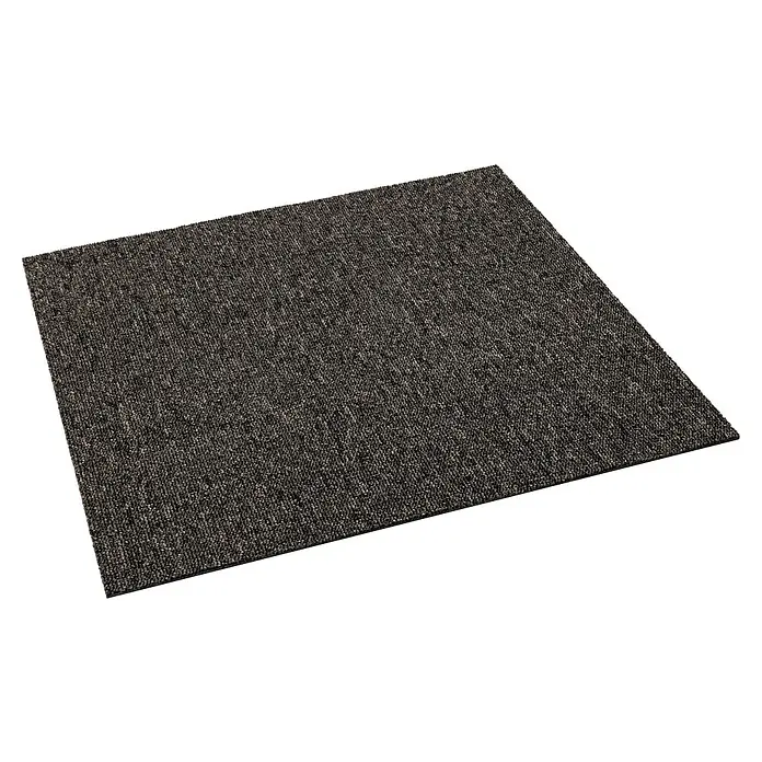 Teppichfliese Solid - Schlinge, 100 % Polyamid SDN, Dunkelbraun - Ein quadratischer Teppich in Anthrazitgrau. Das dezente Design und die robuste Beschaffenheit machen ihn zum idealen Bodenbelag für verschiedenste Räume.