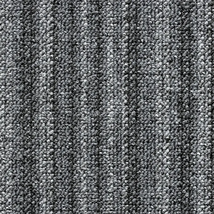 Teppichfliese Vienna - Schlinge, 100 % Polypropylen, Grau Gestreift - Detailaufnahme eines grauen Teppichs mit subtilen Streifen, die Textur und Tiefe zeigen. Ideal für Wohn- oder Bürobereiche.