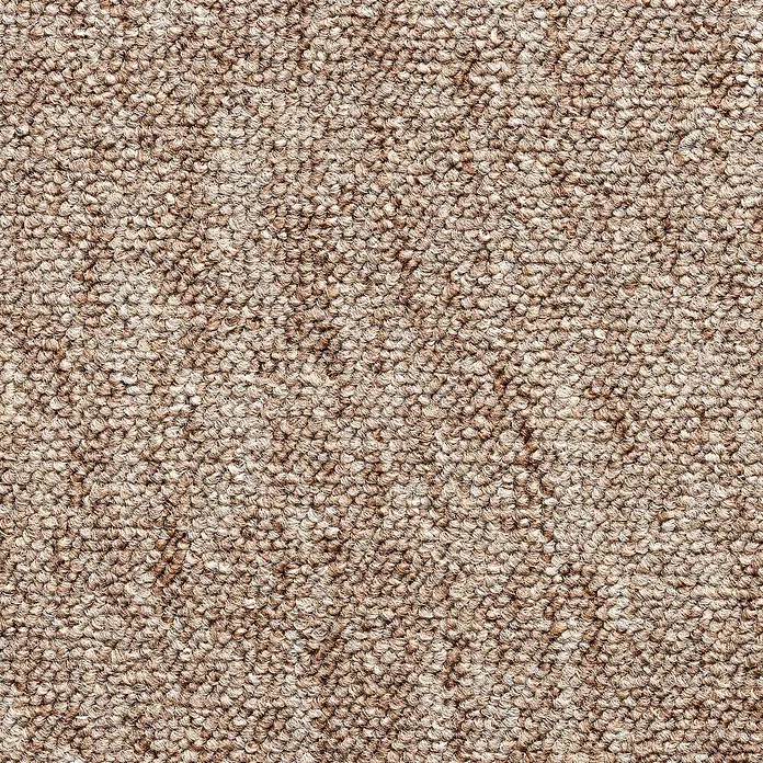 Teppichfliese Vienna - Schlinge, 100 % Polypropylen, Beige - Nahaufnahme eines Teppichs mit engmaschigem Schlingenflor in Brauntönen, ideal für Wohnbereiche.