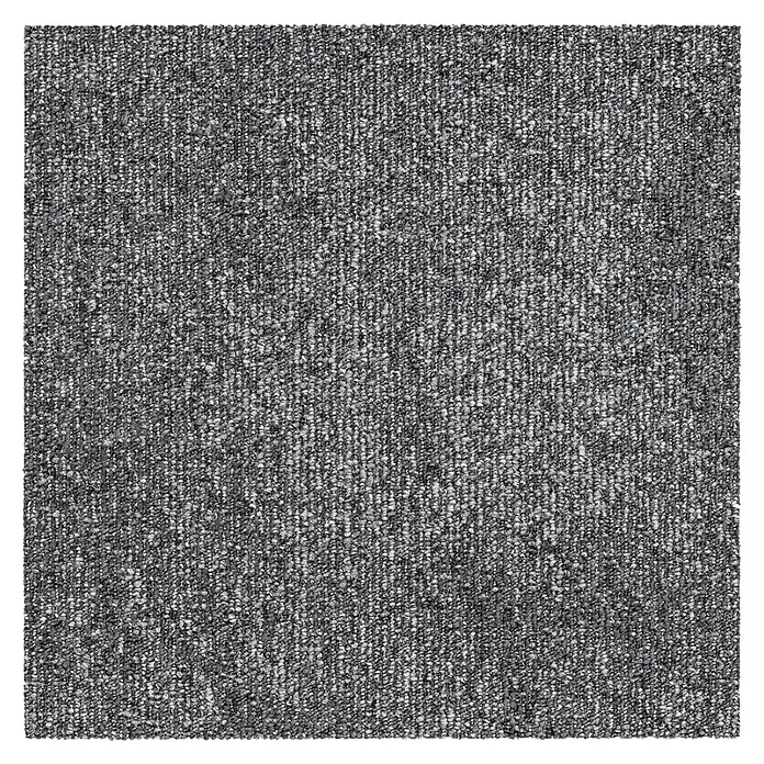 Teppichfliese Explore - Schlinge, 100 % Polypropylen, Basalt - Nahaufnahme eines strukturierten grauen Teppichs, der eine dichte und robuste Textur für stark frequentierte Bereiche bietet.